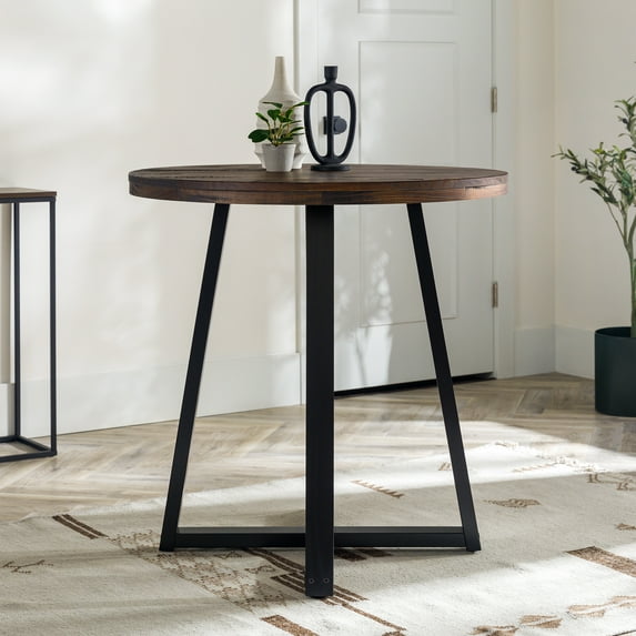Walker Edison 36” Rustic Distressed Wood Counter-Height Dining Table, Mahogany