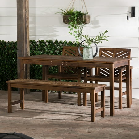 Walker Edison 4-Piece Chevron Outdoor Patio Dining Set - Dark Brown