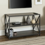 Walker Edison 40" Industrial Frisco X-frame Bookcase, Slate Grey / Black