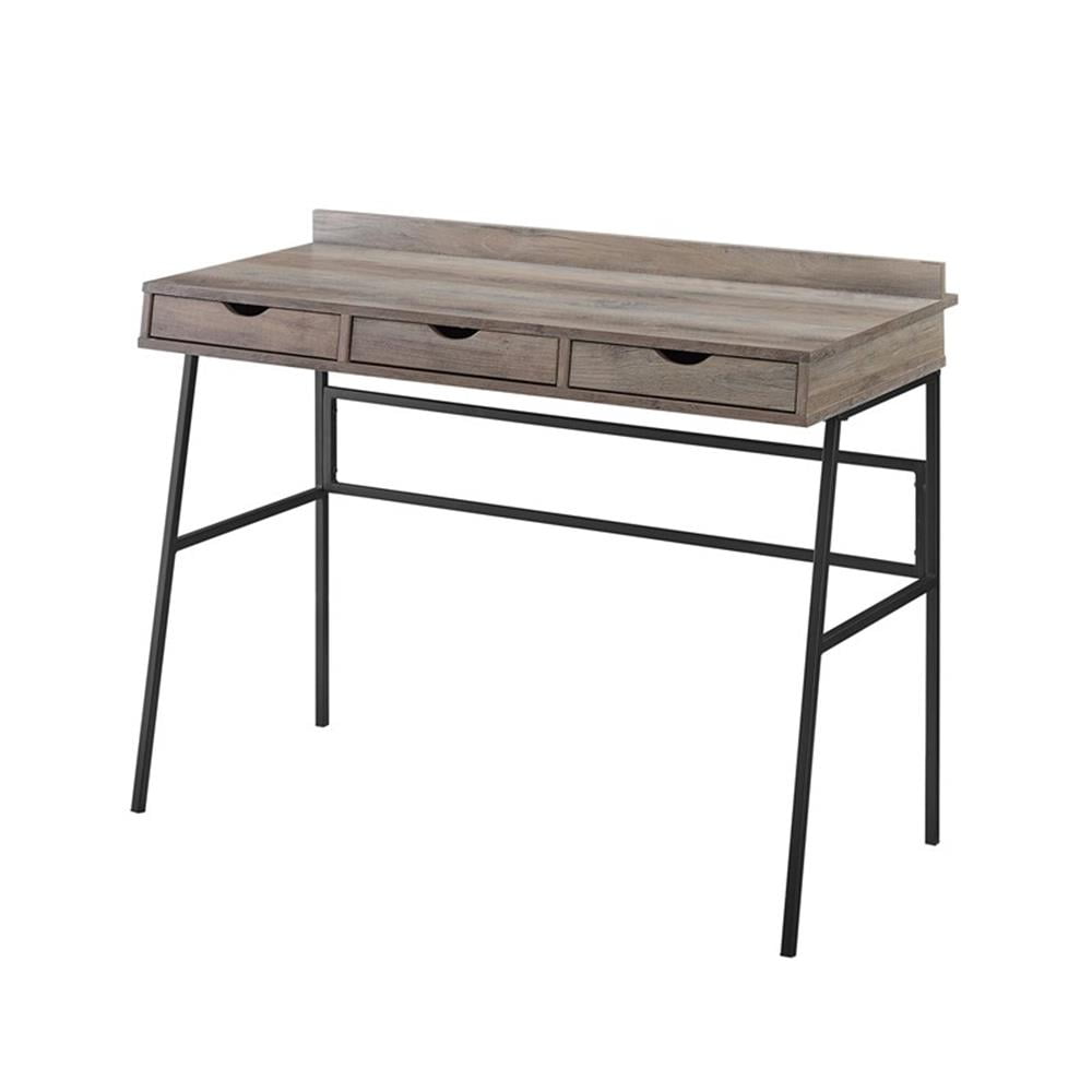 Serene Grey Wash 42" Modern Writing Desk with 3 Drawers