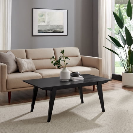 Walker Edison 43" Japandi Wood Coffee Table, Black
