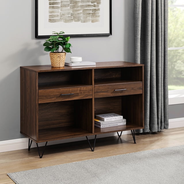 Walker Edison 44” Mid-Century Modern Entryway Table, Dark Walnut ...