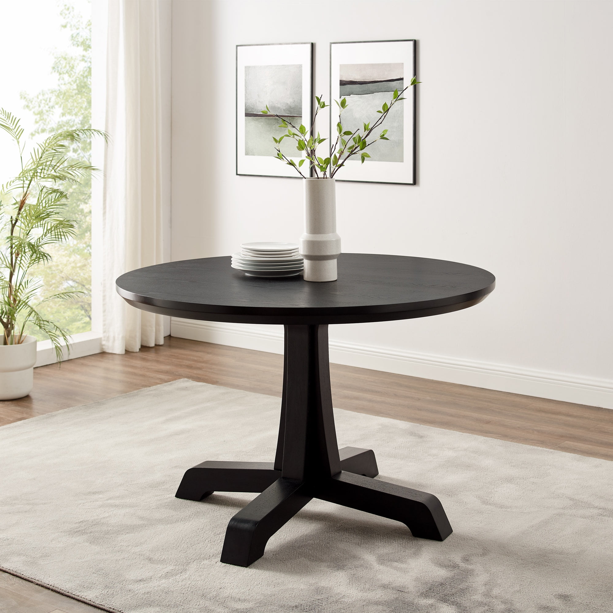 Round dark wood table deals
