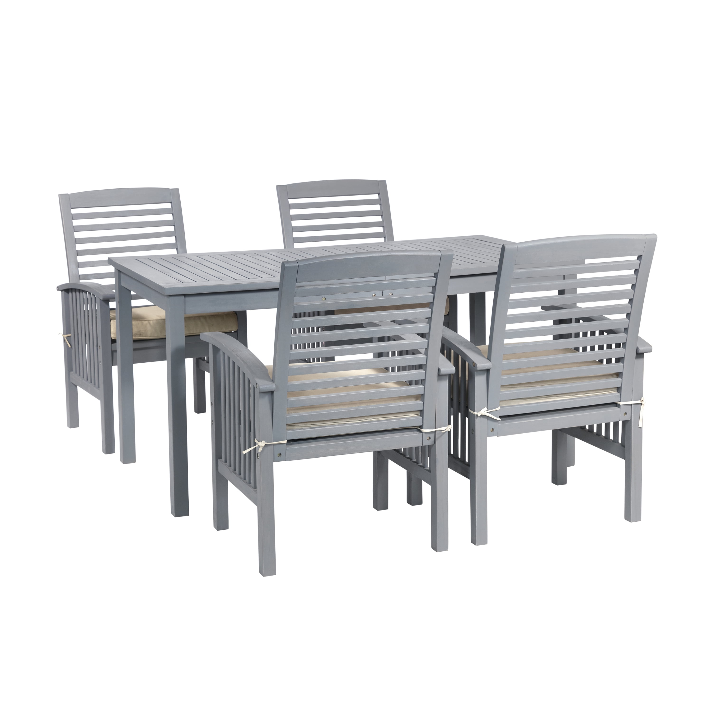 Walker Edison 5-Piece Simple Outdoor Patio Dining Set in Gray Wash ...