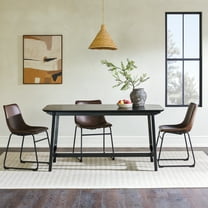Walker Edison 59" Mid-Century Trestle Dining Table, Black Ash Veneer