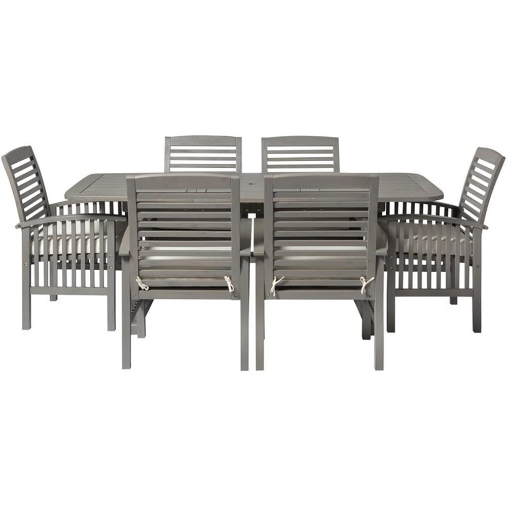 Walker Edison 7-Piece Classic Solid Wood Outdoor Patio Dining Set in ...