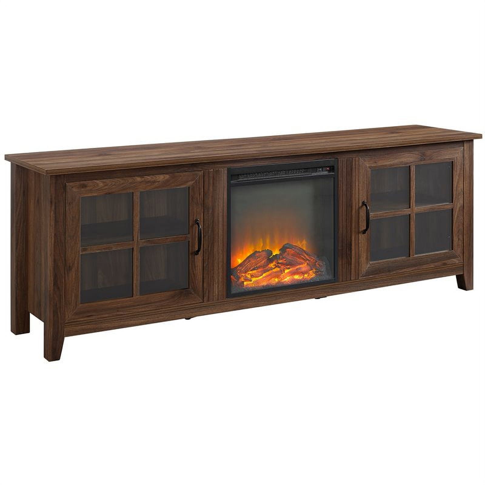 Walker Edison 70" Wood Farmhouse Fireplace Wood TV Stand in Dark Walnut ...