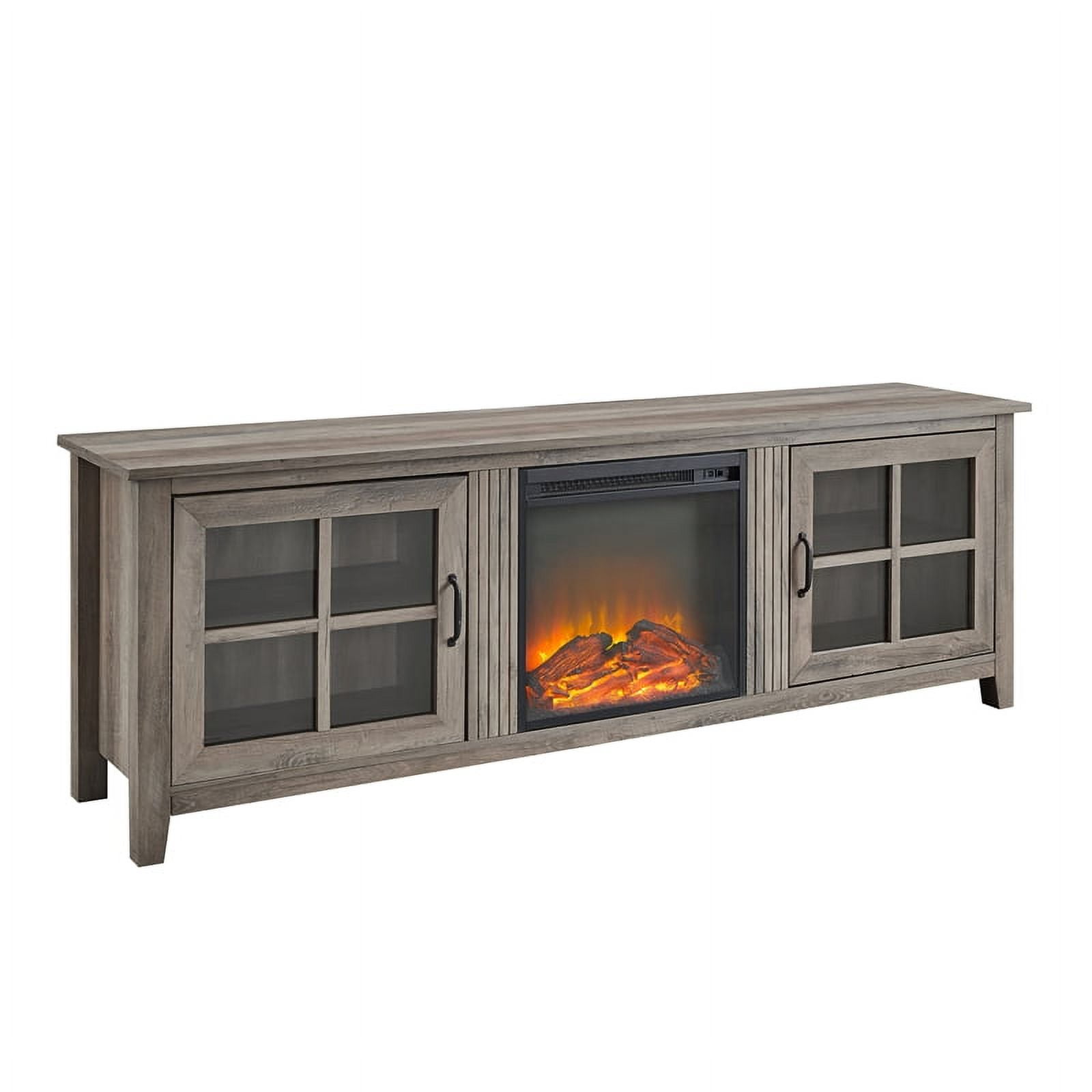 Walker Edison 70" Wood Farmhouse Fireplace Wood TV Stand in Gray Wash