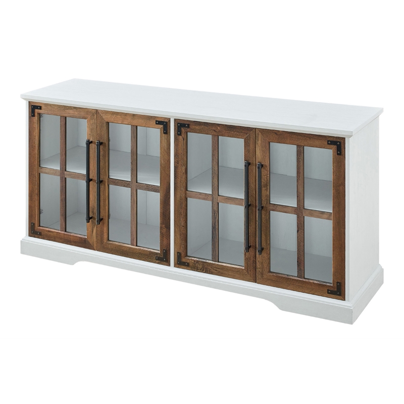 Walker Edison Abigail 4Glass Door Wood TV Stand for TVs up to 64" in