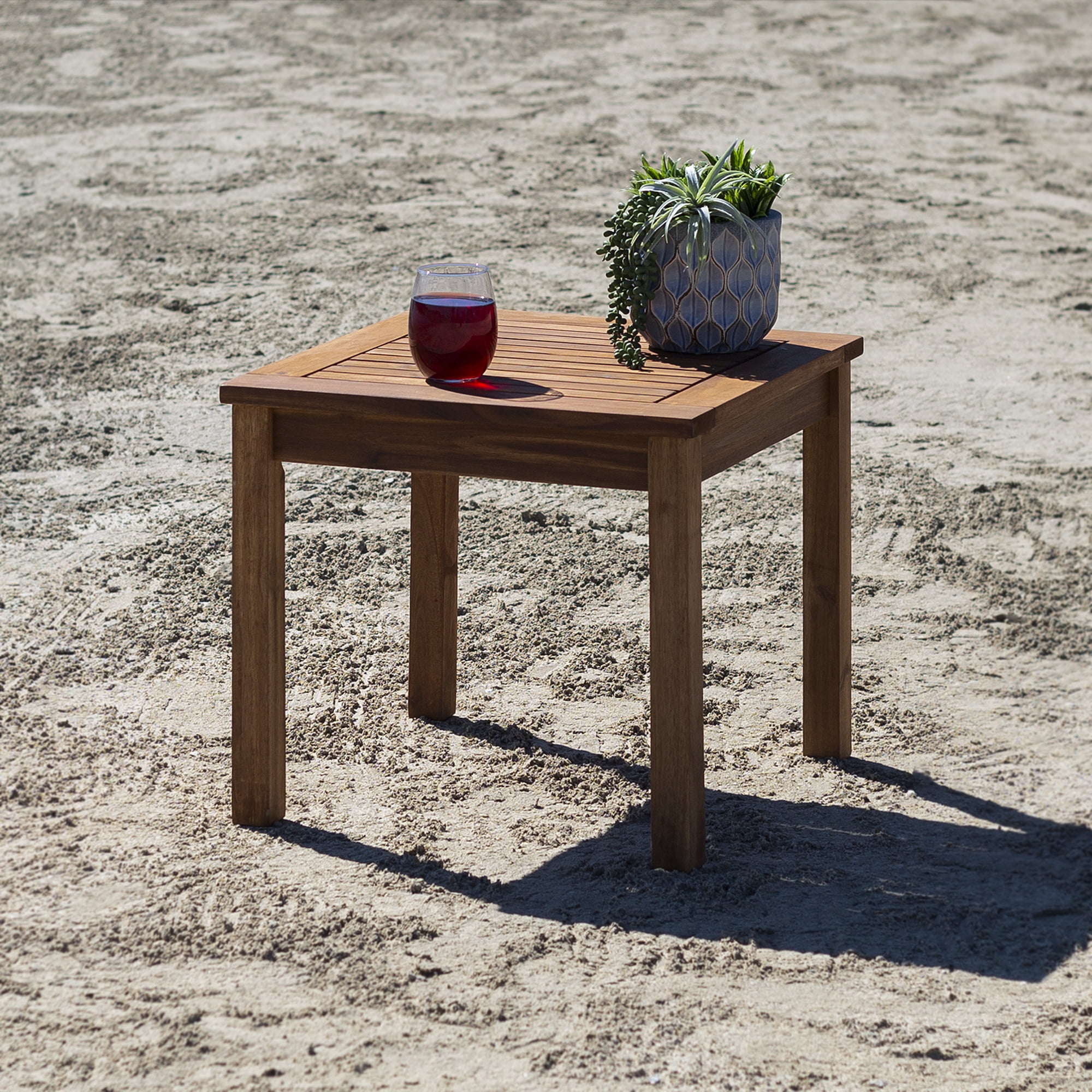 Find Your Perfect Walker Edison Acacia Wood Outdoor Patio End Table, Brown