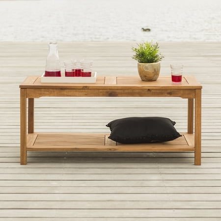 Walker Edison Acacia Wood Patio Coffee Table, Brown