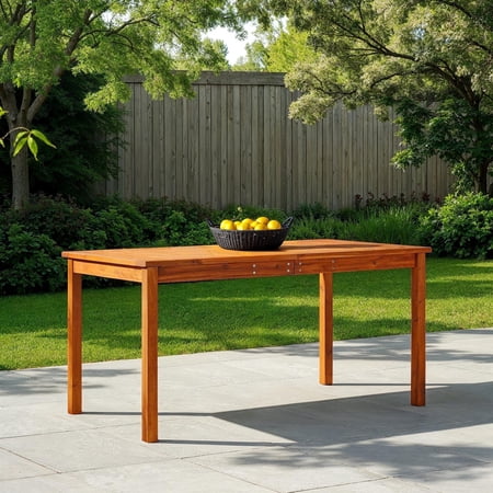Walker Edison Acacia Wood Patio Simple Dining Table - Brown
