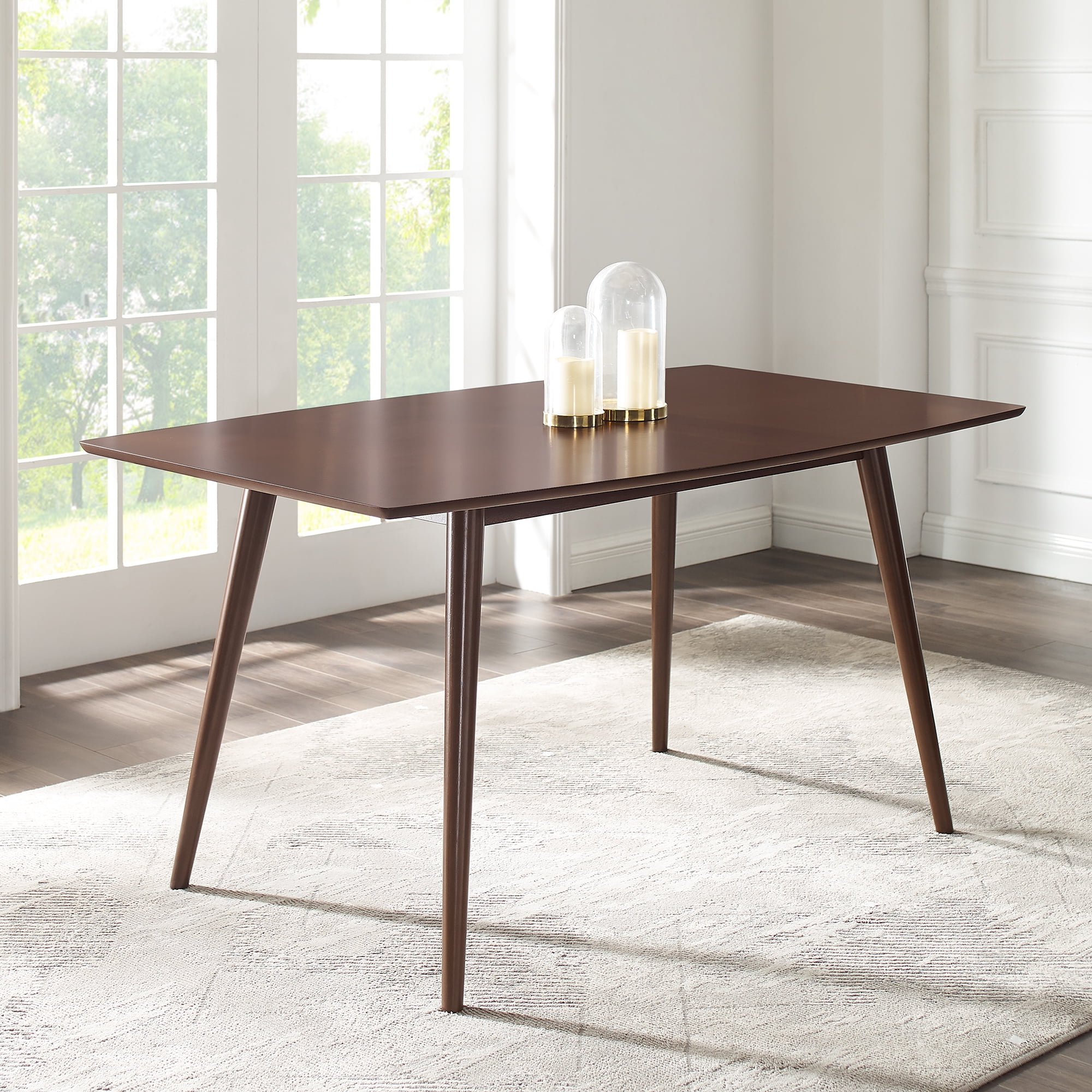 Walker Edison Banks Mid-Century Tapered Leg Wood Dining Table, Walnut ...