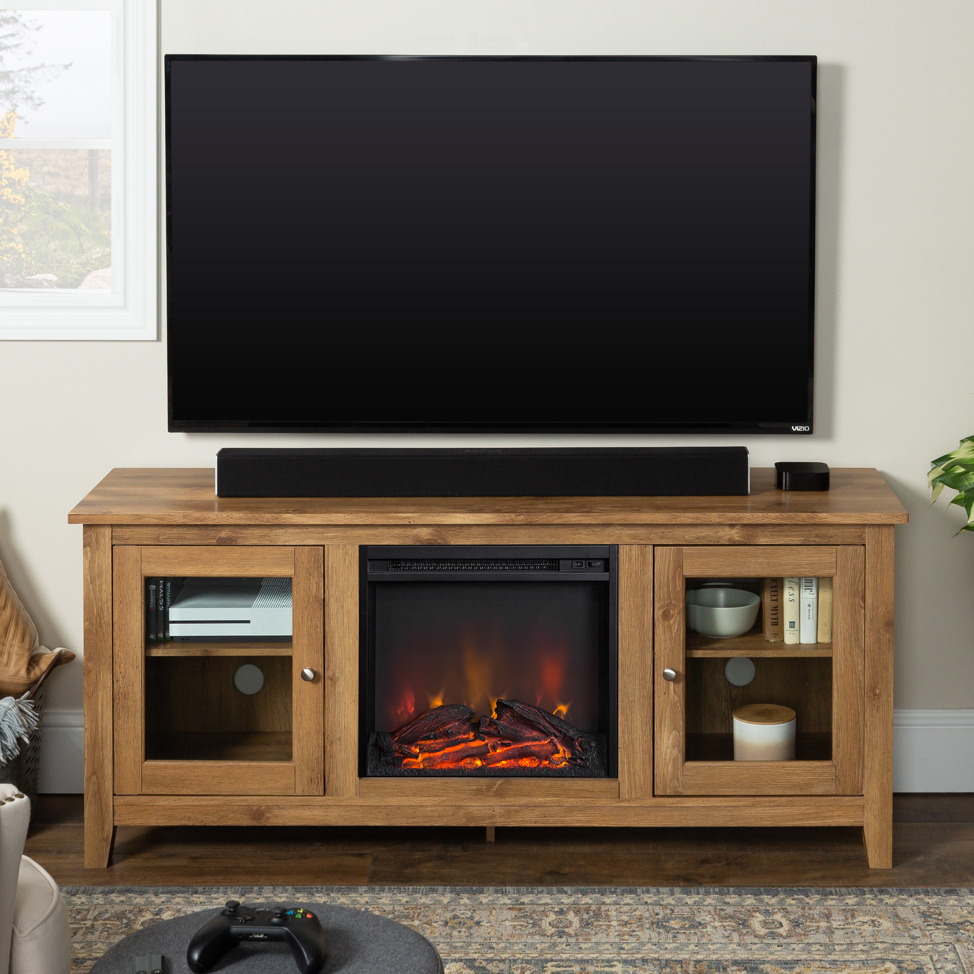 Walker Edison Barn wood Fireplace TV Stand for TVs up to 60" - image 1 of 10