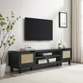 thumbnail image 1 of Walker Edison Boho 2-Door Rattan TV Stand for TVs up to 80”, Black, 1 of 14