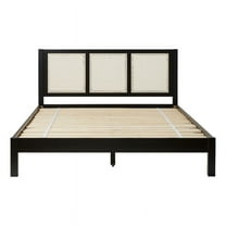 Walker Edison Boho Solid Wood and Rattan Paneled King Bedframe, Natural ...