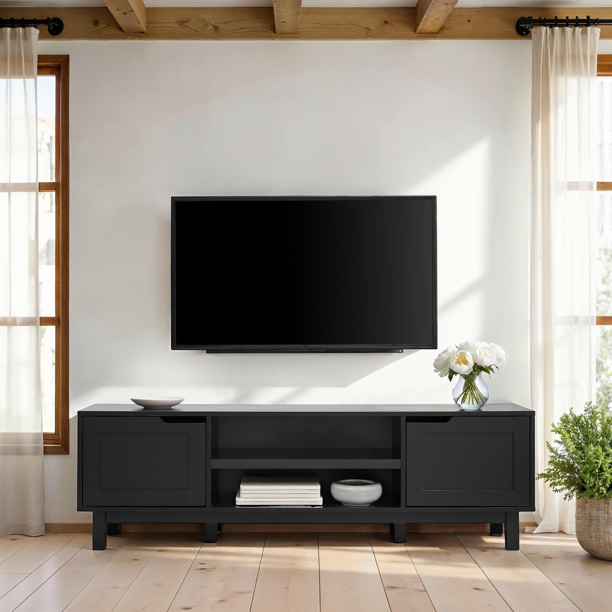 Walker Edison Mid-Century Modern 2-Door Reeded TV Stand for Walker Edison Mid-Century Modern 2-Door Reeded TV Stand for