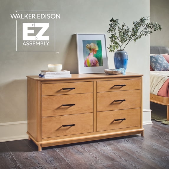 Walker Edison Contemporary 6-Drawer Dresser with Ultra-Easy Drawer Assembly - English Oak