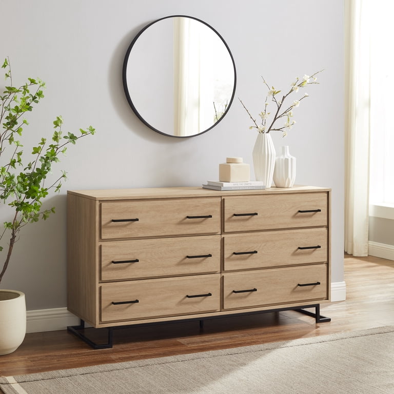 Walker Edison Contemporary Angle-Leg 6-Drawer Dresser, Coastal Oak -  Walmart.com