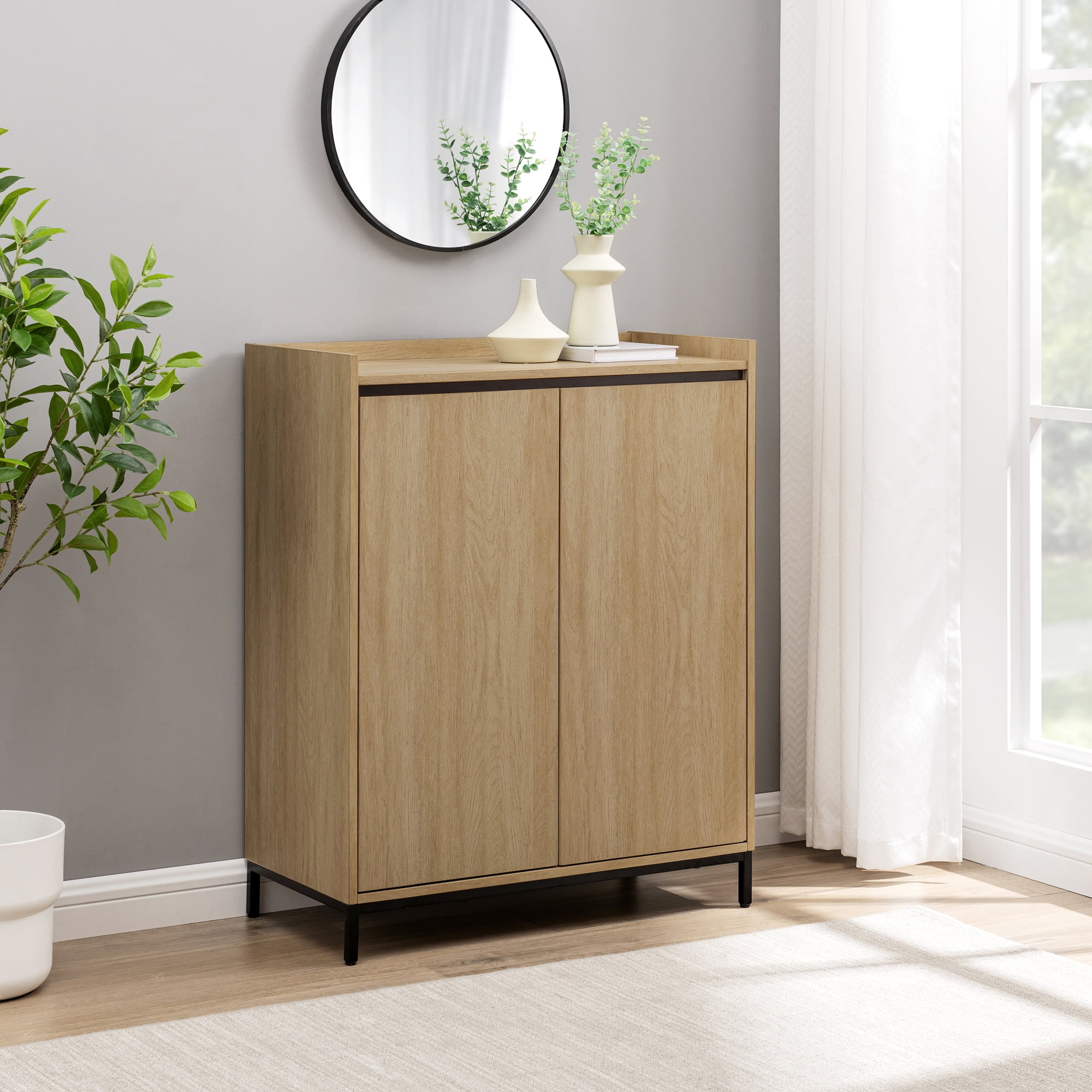 Walker Edison Contemporary Gallery Top 2 Door Accent Cabinet