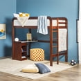 thumbnail image 1 of Walker Edison Contemporary Twin Loft Wooden Bed with Desk, Walnut, 1 of 11