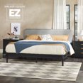 thumbnail image 1 of Walker Edison Contemporary Wood King Bed with Curved Upholstered Headboard - Black/Grey, 1 of 14