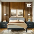thumbnail image 1 of Walker Edison Contemporary Wood Queen Bed with Curved Upholstered Headboard - Black/Grey, 1 of 15