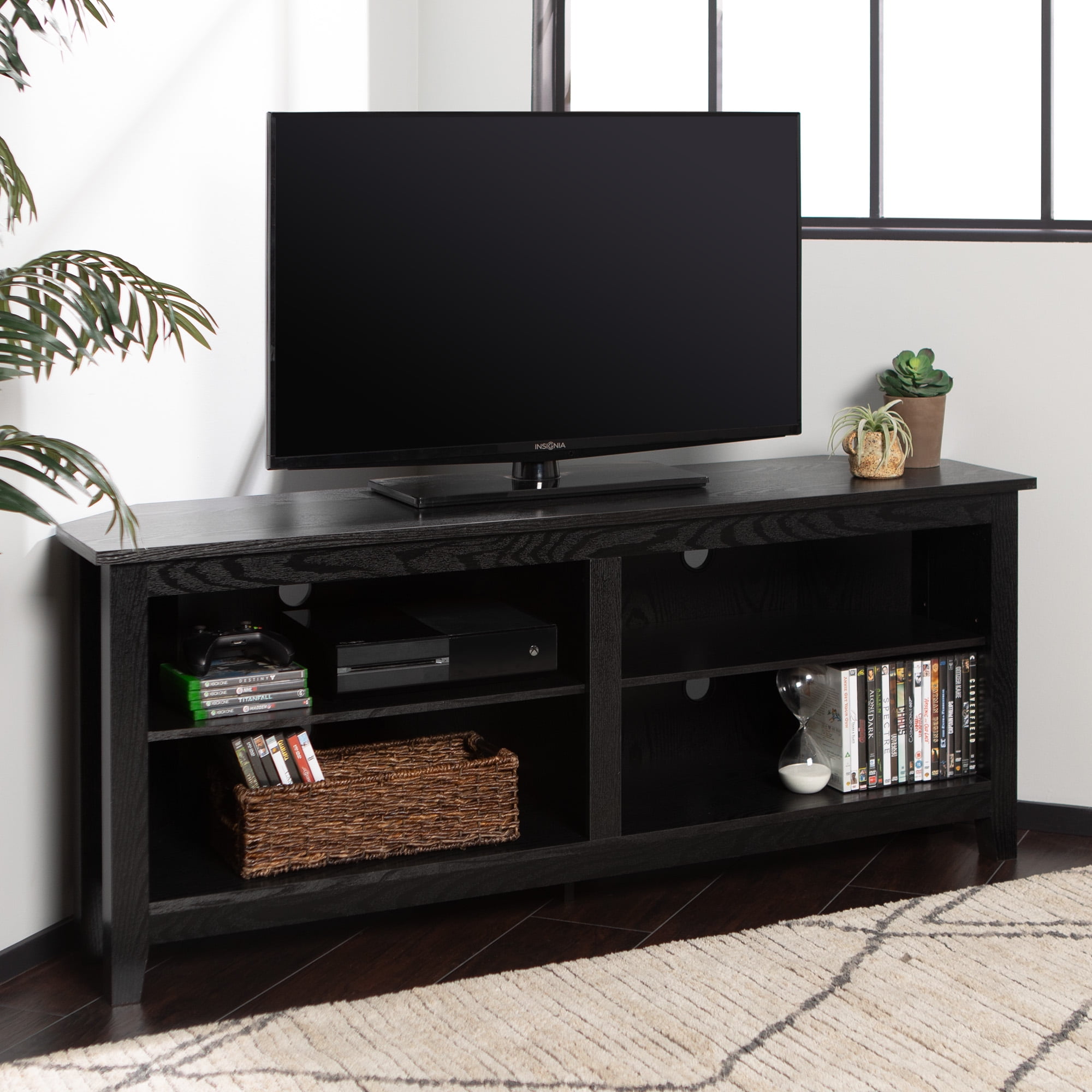Woven Paths Transitional Corner TV Stand for TVs up to 65", Black — free download