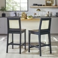 thumbnail image 1 of Walker Edison Counter Height Rattan Back Bar Stools, Black (Set of 2), 1 of 15