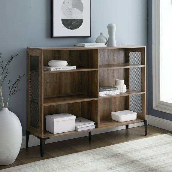 Walker Edison Designs Jeremy 6-Shelf Reclaimed Bookcase, Barnwood