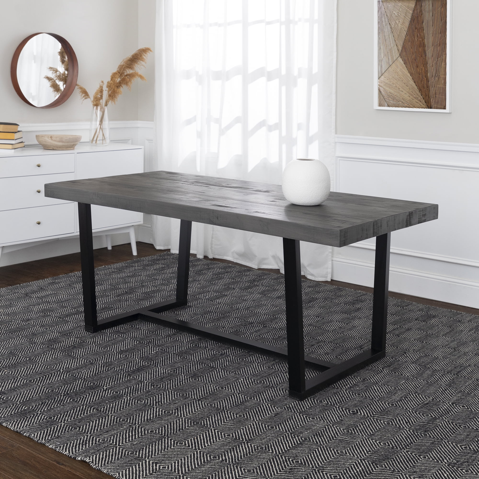 72" Grey Rustic Farmhouse Solid Wood Dining Table