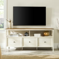 Walker Edison Farmhouse 3 Drawer 60" TV Stand, Rustic Oak/White Wash
