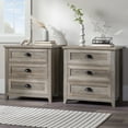 thumbnail image 1 of Walker Edison Farmhouse 3 Drawer Nightstand, Set of 2, Grey Wash, 1 of 12