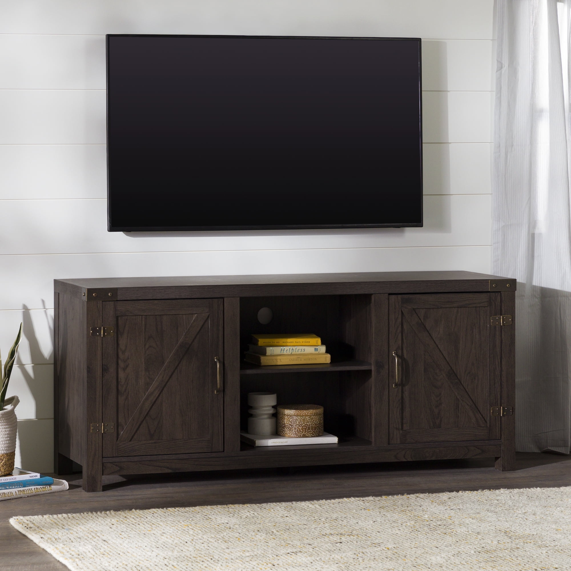 Sable Farmhouse Barn Door TV Stand with Cabinet