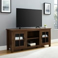 thumbnail image 1 of Walker Edison Farmhouse Glass Door TV Stand, Dark Walnut, 1 of 10