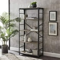 thumbnail image 1 of Walker Edison Finley Urban Industrial Angle Iron X Back Bookshelf, 64 Inch, Grey Wash, 1 of 8