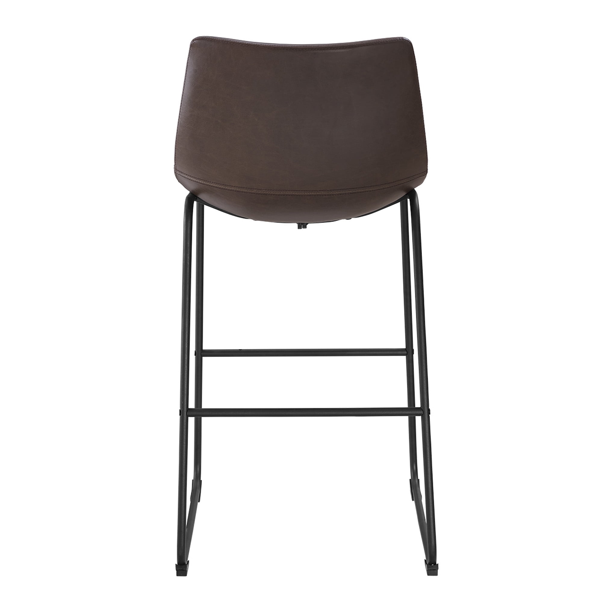 Modern 26" Brown Faux Leather Counter Stool with Metal Legs