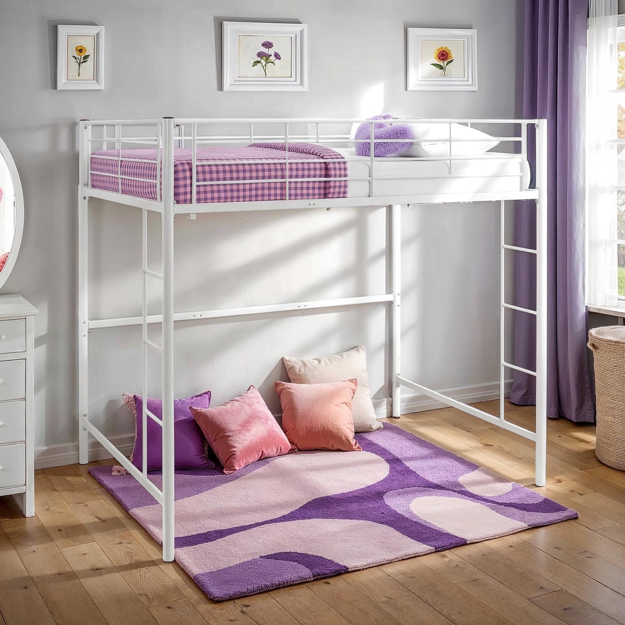 Walker Edison Full Size Premium Metal Loft Bed - White - Walmart.com