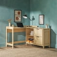 thumbnail image 1 of Walker Edison Holmes Modern L Shaped Desk with Drawer Storage - Coastal Oak, 1 of 18