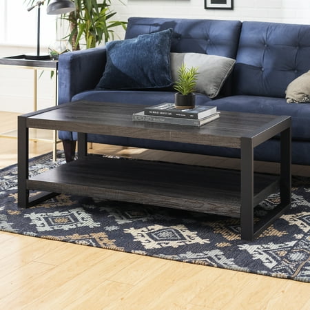Walker Edison - 48" Wood Modern Coffee Table - Charcoal
