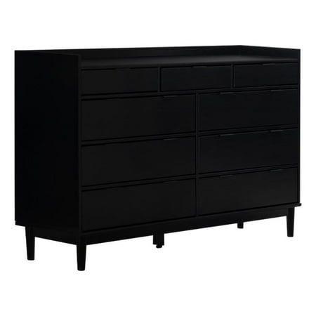 Walker Edison Lee 9-Drawer Solid Wood Dresser, Black, 60"