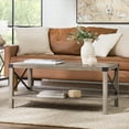 Walker Edison Magnolia Farmhouse Rustic Coffee Table, Living Room