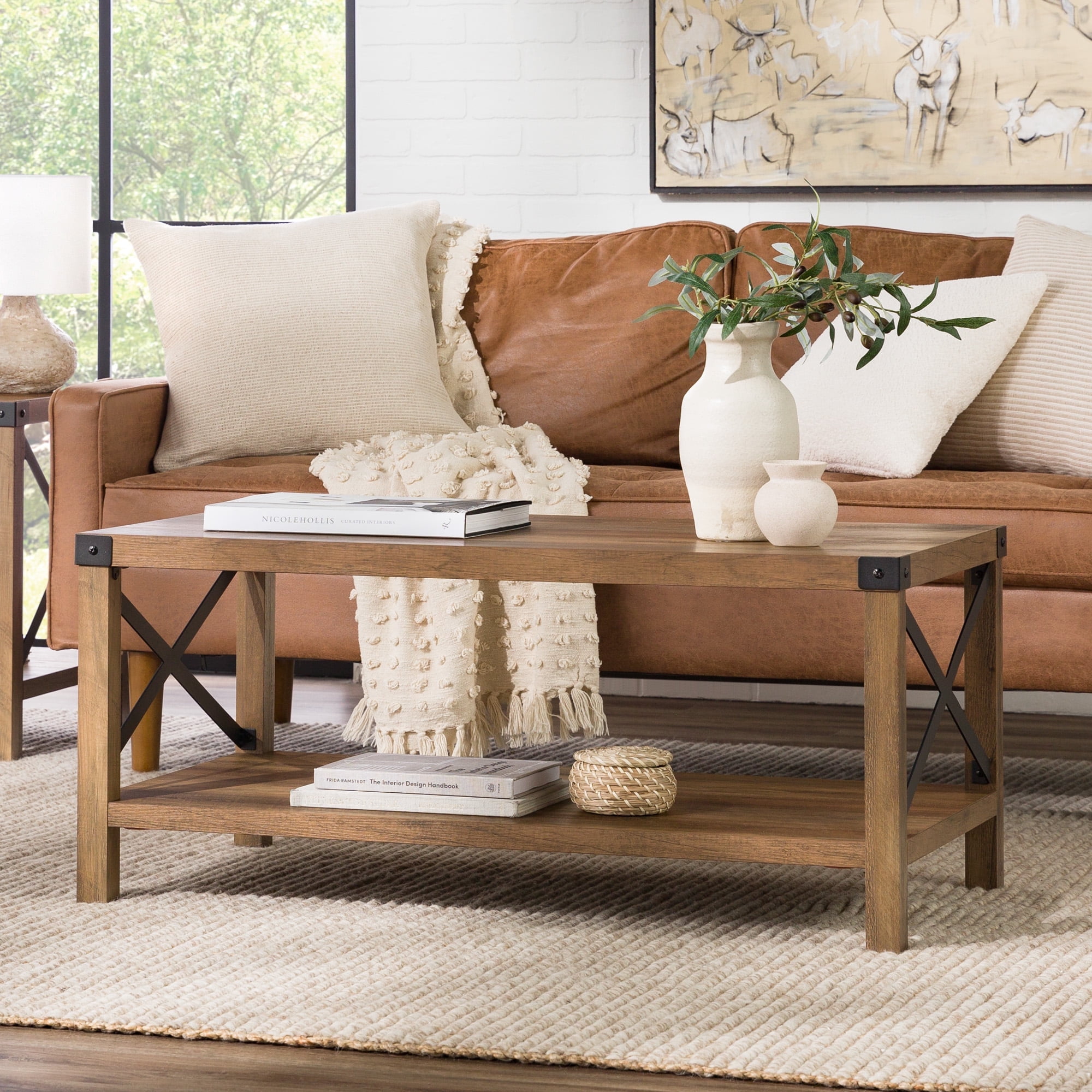 Reclaimed Wood Coffee Table with Metal Legs in Dallas | Timbergirl Small 42\, image size:2000x2000