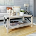 thumbnail image 1 of Walker Edison Magnolia Metal X Coffee Table, White Oak, 1 of 6