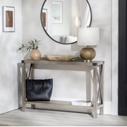 Walker Edison Magnolia Metal X Console Table, Gray Wash