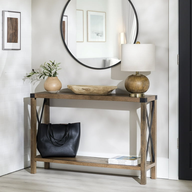 Woven Paths Magnolia Metal x Console Table Reclaimed Barnwood