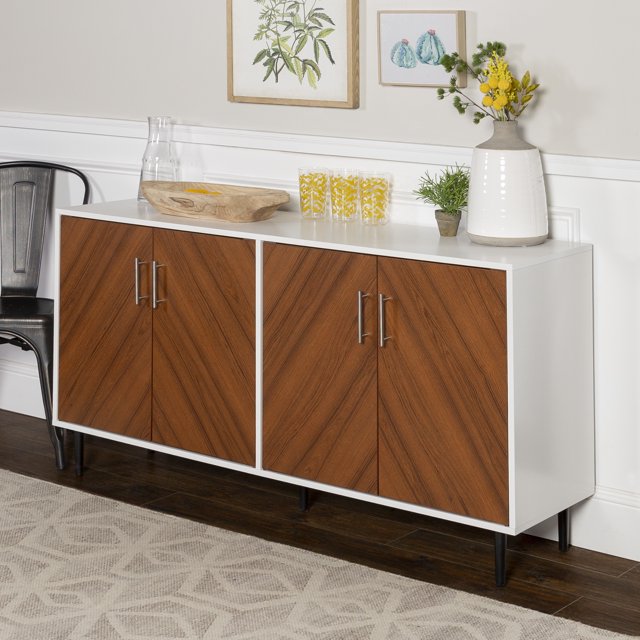 Walker Edison Margot Mid-Century Book Match Dual Cabinet Buffet ...