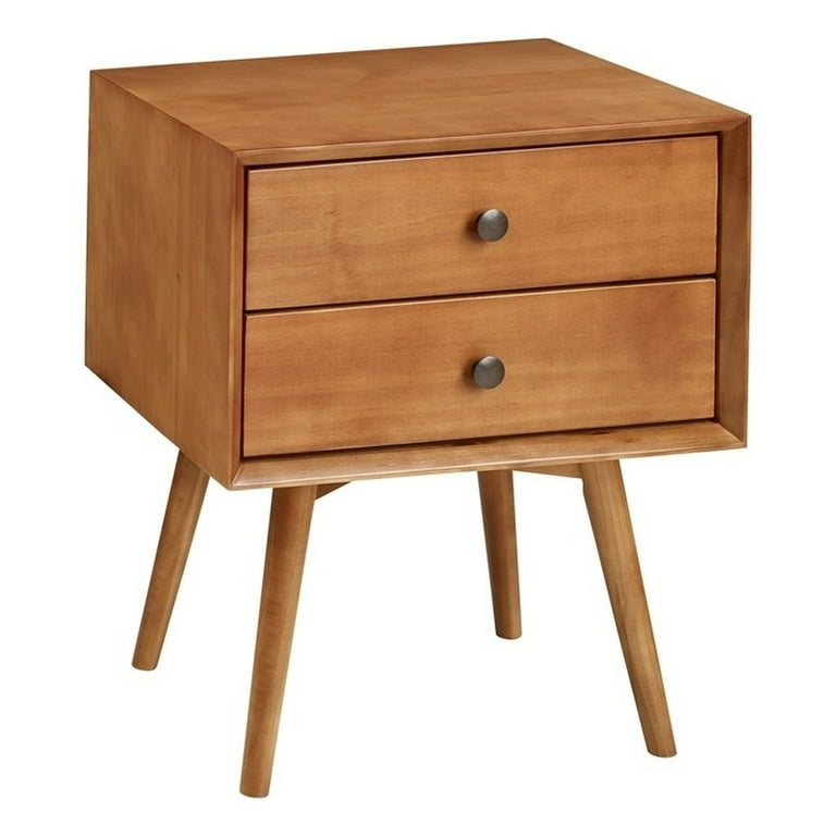 Walker Edison Mid Century 2 Drawer Solid Wood Nightstand in