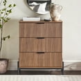 thumbnail image 1 of Walker Edison Mid-Century 3-Drawer Chest with Reeded Drawer Fronts, Mocha, 1 of 15