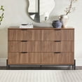 thumbnail image 1 of Walker Edison Mid-Century 6-Drawer Dresser with Reeded Drawer Fronts, Mocha, 1 of 15
